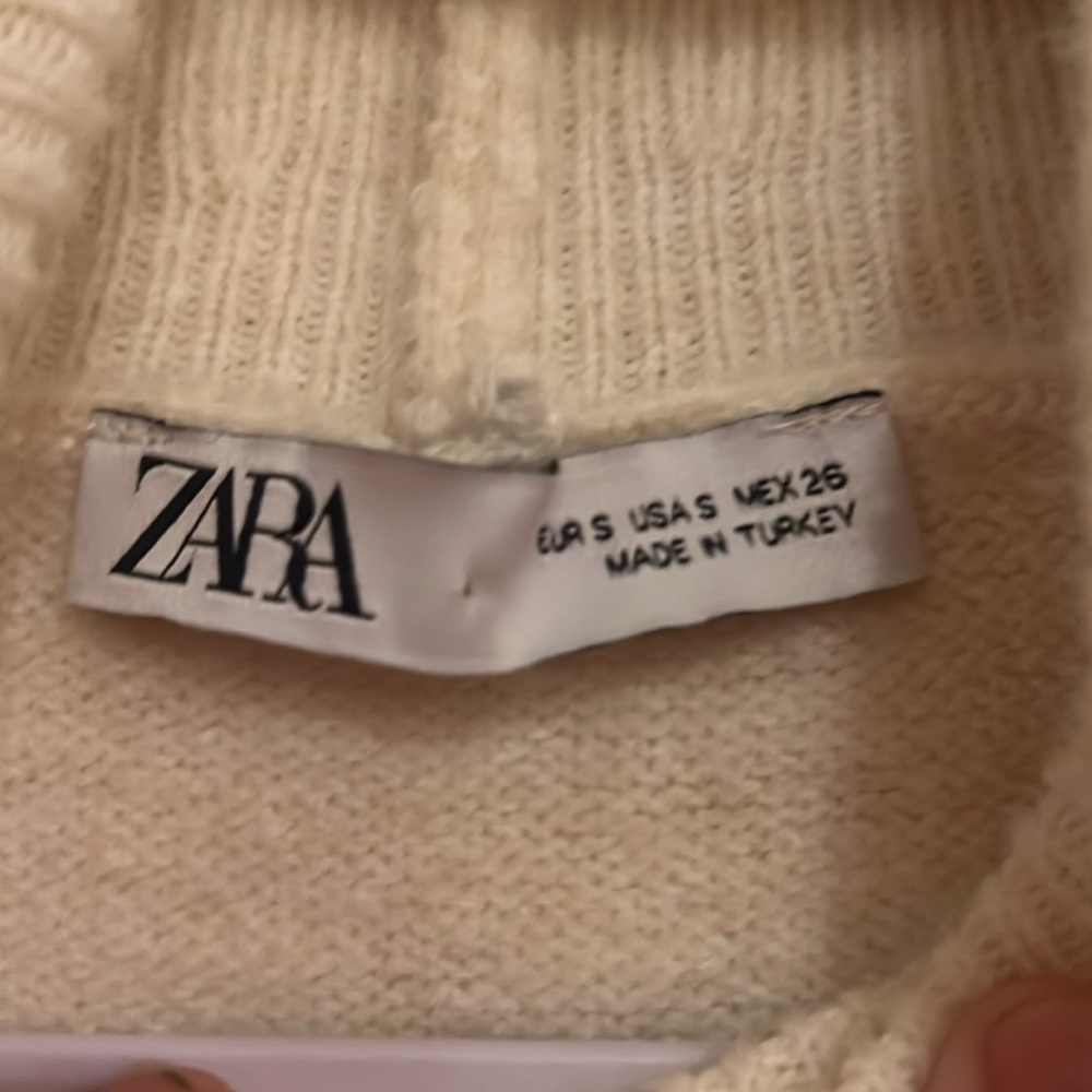 Zara Cream Sleeveless Turtleneck Dress Perfect for Winter Size Small NWOT - Picture 3 of 5